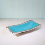teal waves metal-enamel fusion platter - ellementry