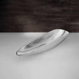 silver hammered metal platter - ellementry