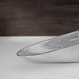 silver hammered metal platter - ellementry