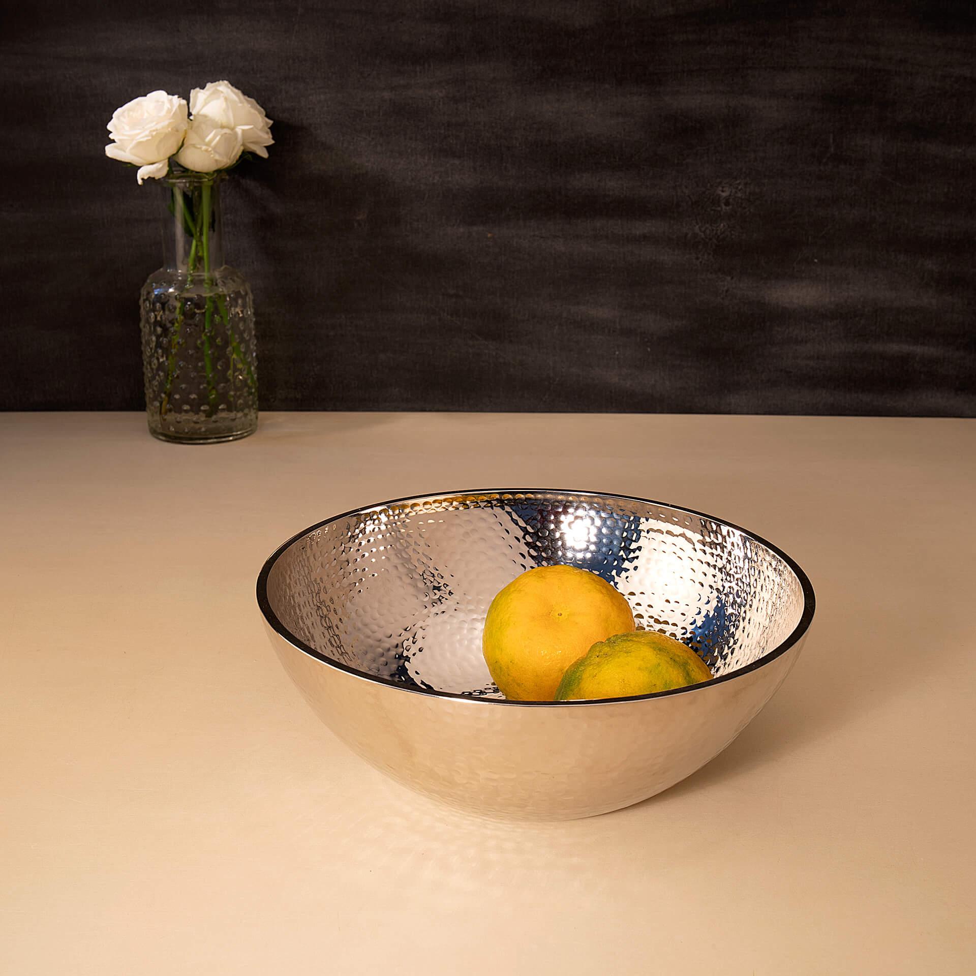 silver hammered bowl- large