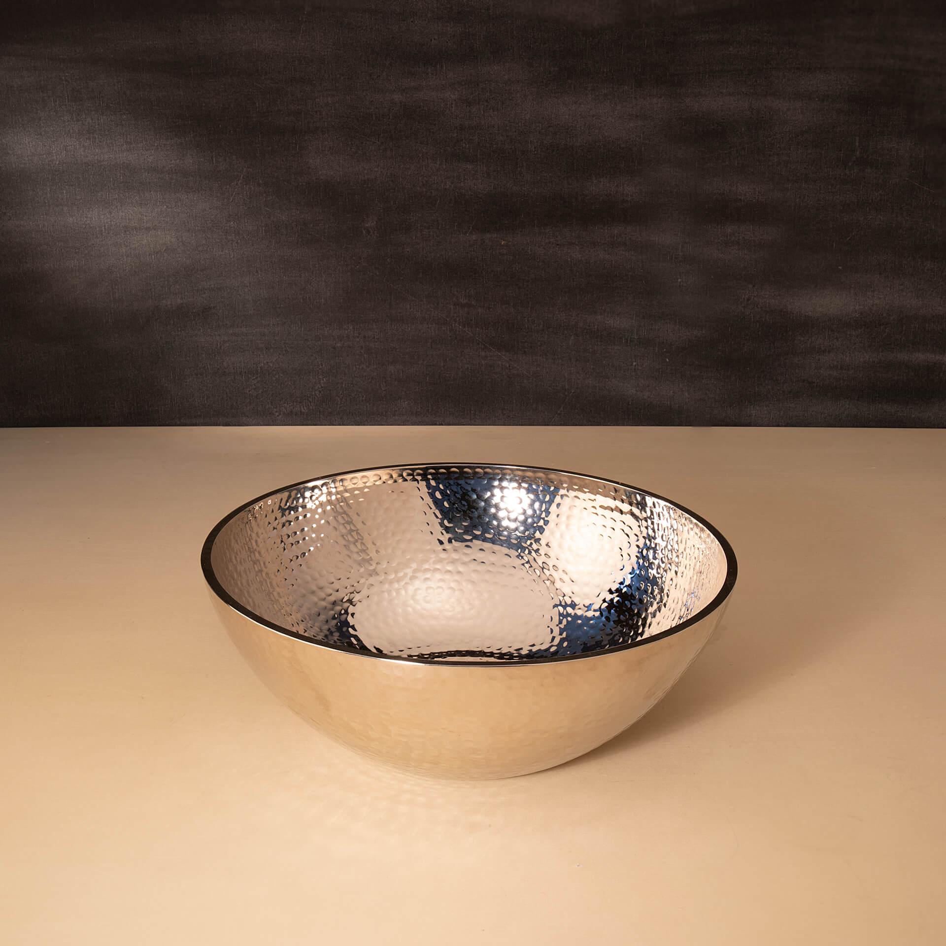 silver hammered bowl- large