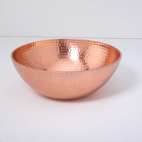 Copper Hammered Metal Bowl- Large - ellementry