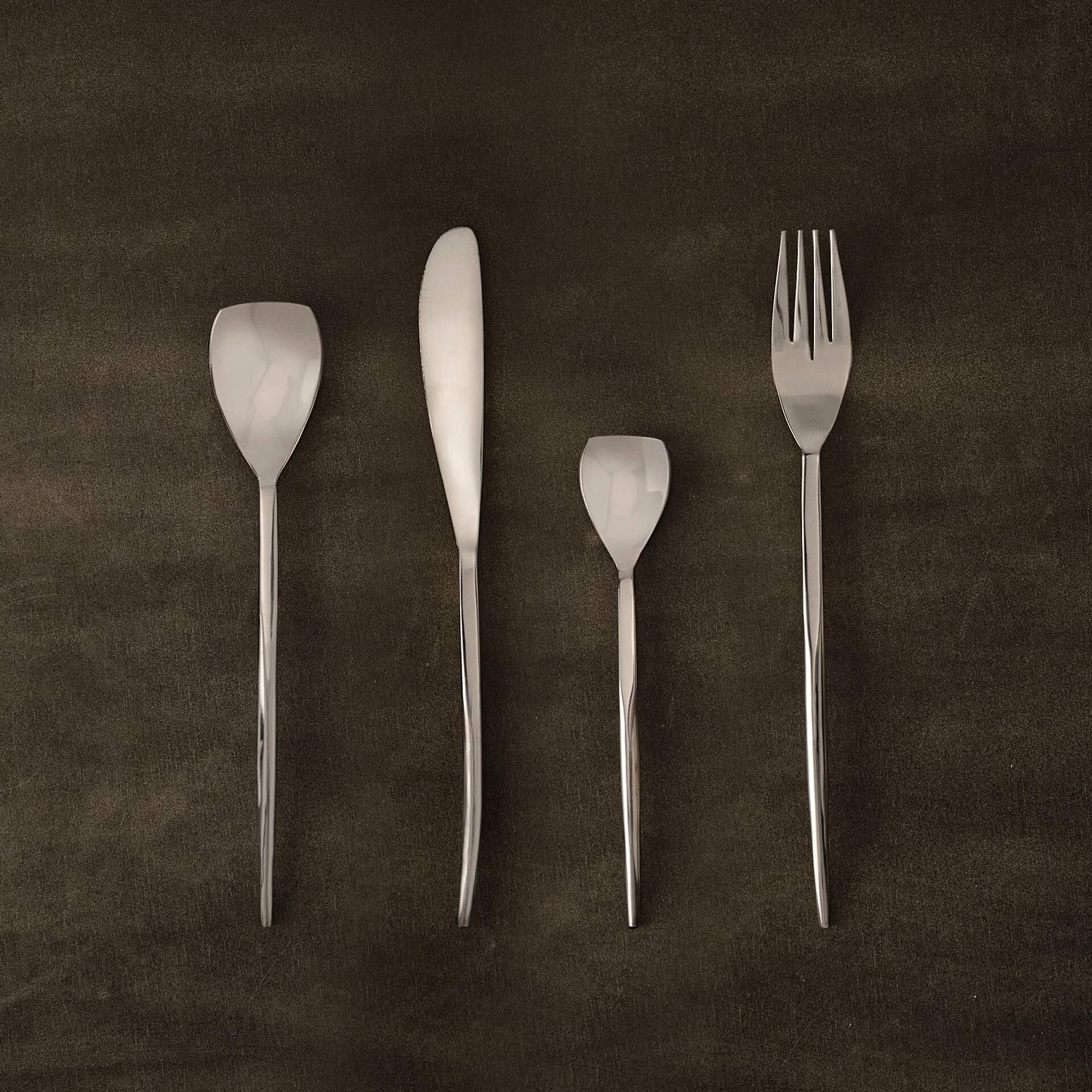 Silver Metal Cutlery (Set of 4)