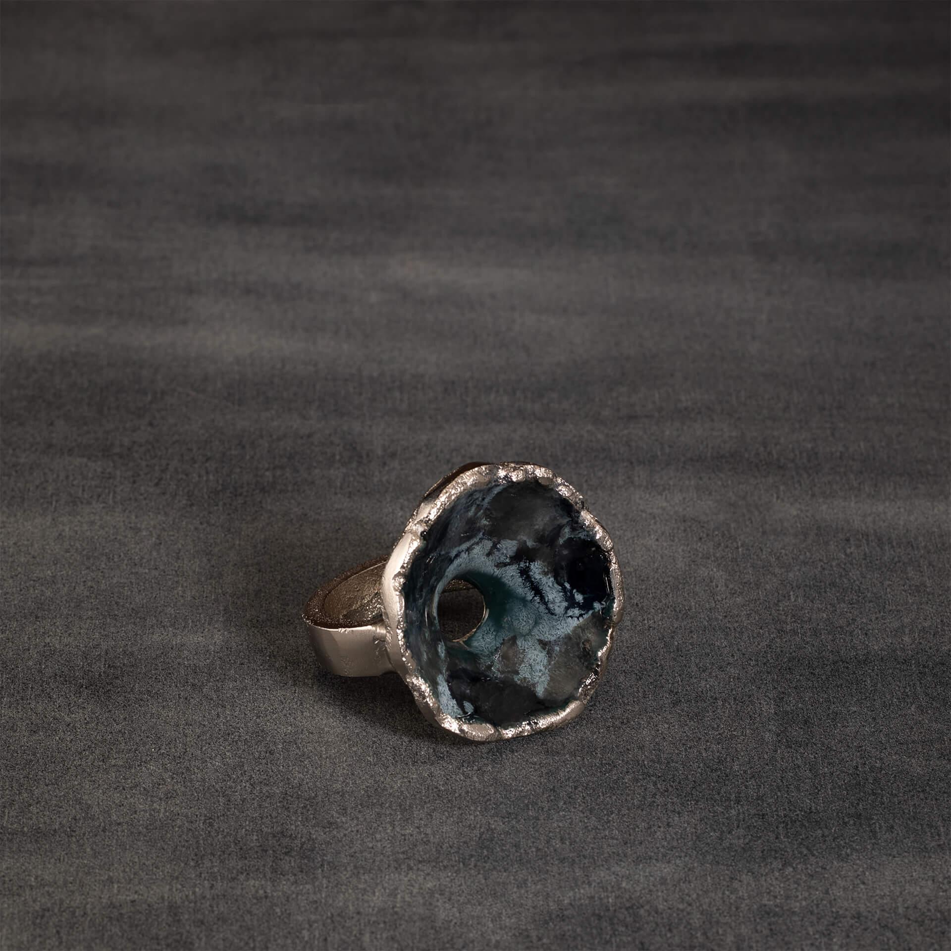 Inky Coral Metal Napkin Ring