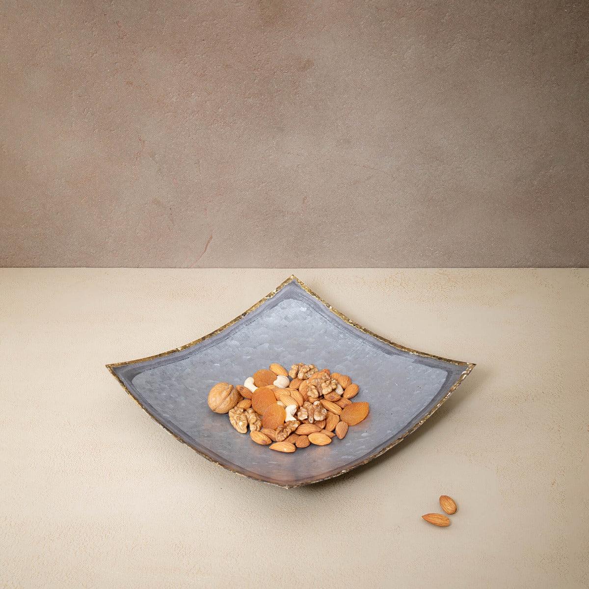 silver metal platter- square - ellementry