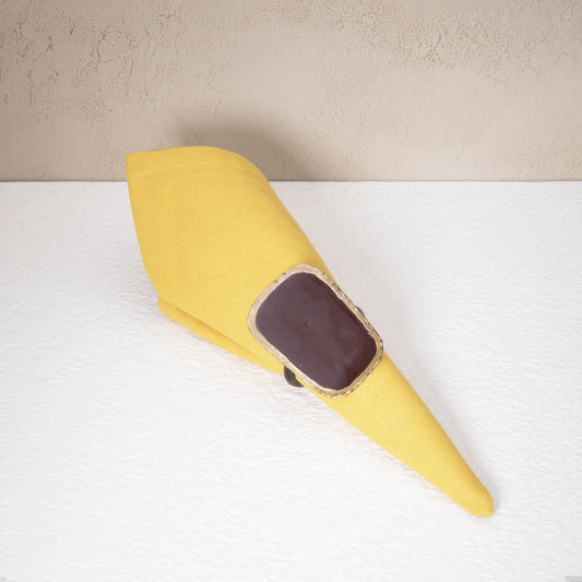 maroon square metal napkin ring - ellementry