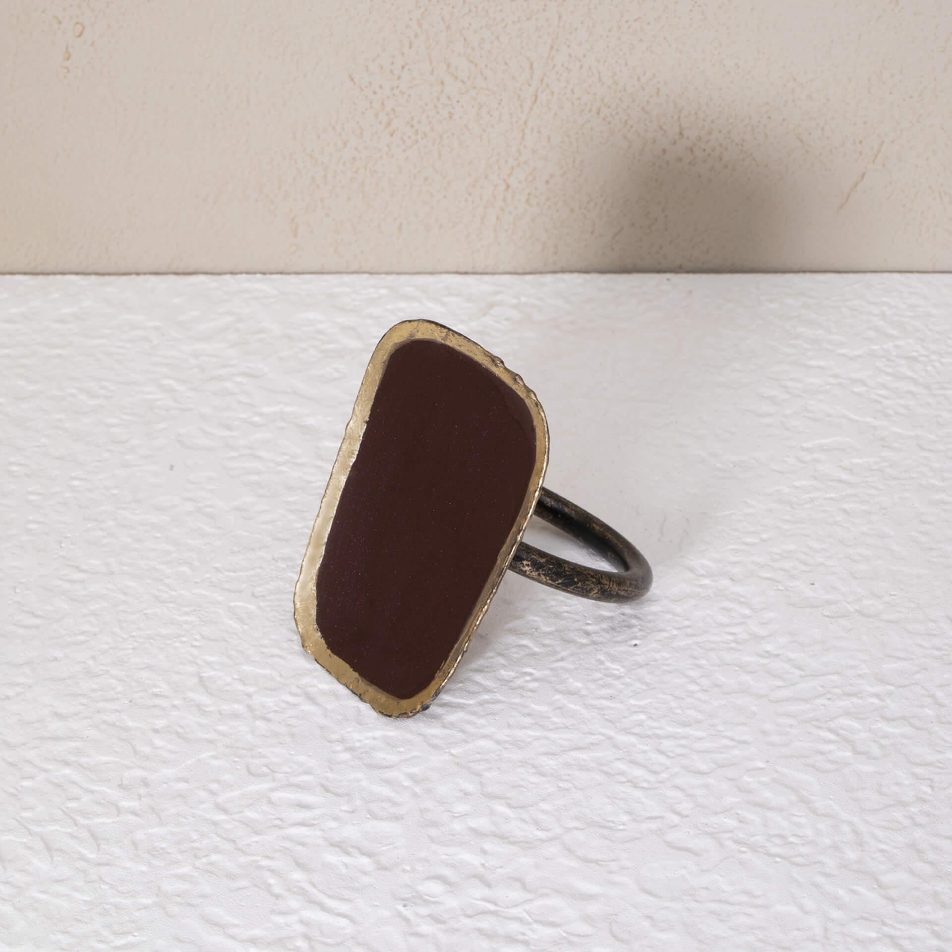 maroon square metal napkin ring