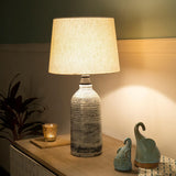 grey terracotta oval table lamp with shade - ellementry