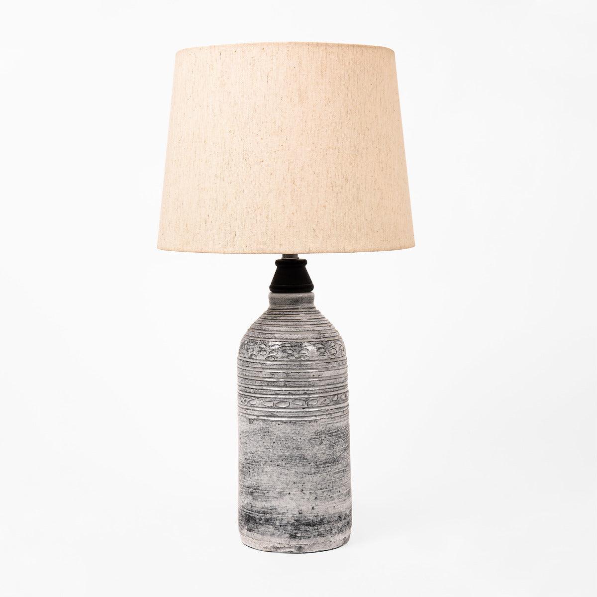 grey terracotta oval table lamp with shade