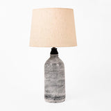 grey terracotta oval table lamp with shade - ellementry