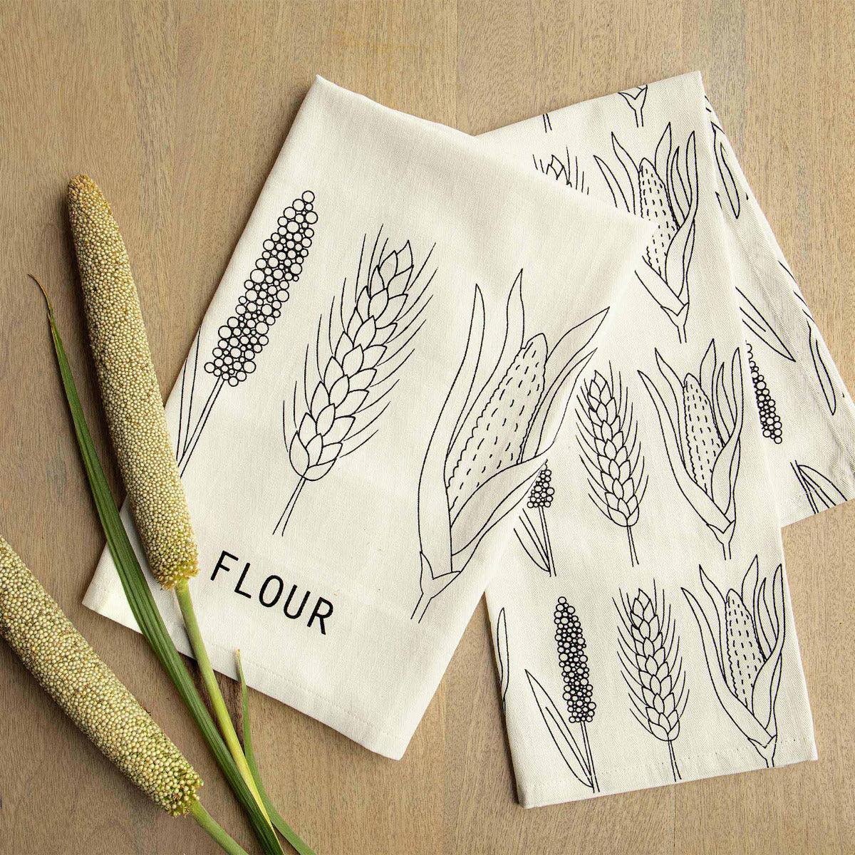 Flour Dish Towel Set of Two (B&W) - ellementry