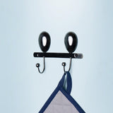 Black Metal Wall W/2 Hooks - ellementry