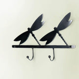 black metal butterfly wall w/2 hooks - ellementry