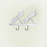 silver metal butterfly wall w/2 hooks - ellementry