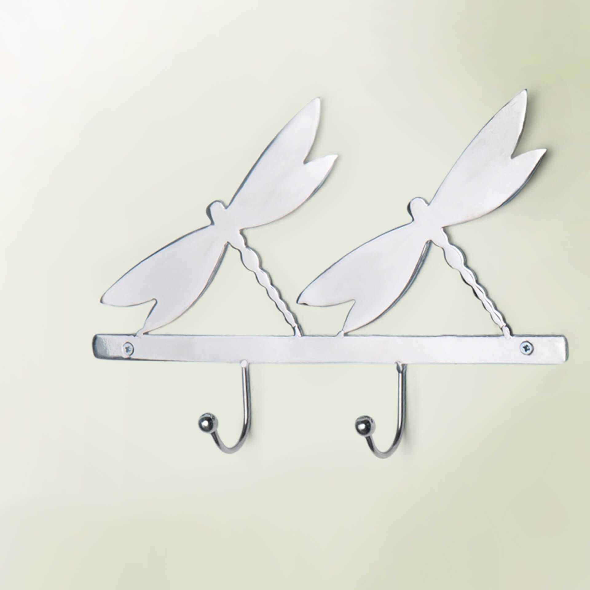 silver metal butterfly wall w/2 hooks