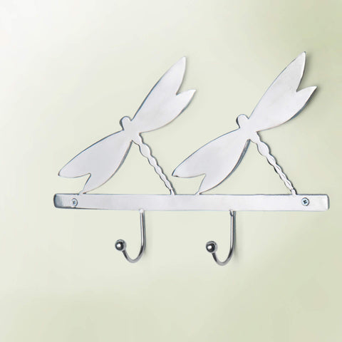 silver metal butterfly wall w/2 hooks - ellementry