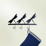 black metal butterfly wall w/3 hooks - ellementry