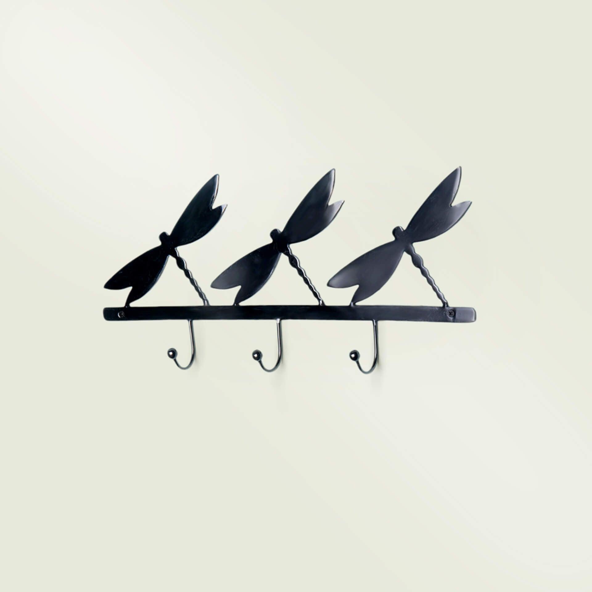 black metal butterfly wall w/3 hooks