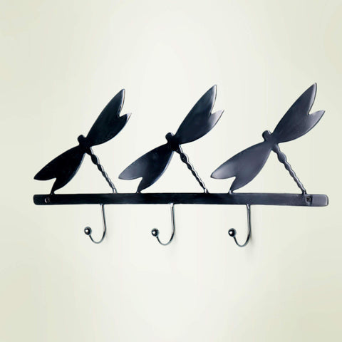 black metal butterfly wall w/3 hooks - ellementry