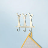 gold metal rabbit wall w/3 hooks - ellementry