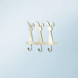 gold metal rabbit wall w/3 hooks - ellementry