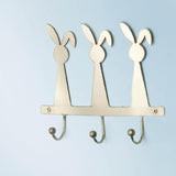 gold metal rabbit wall w/3 hooks - ellementry