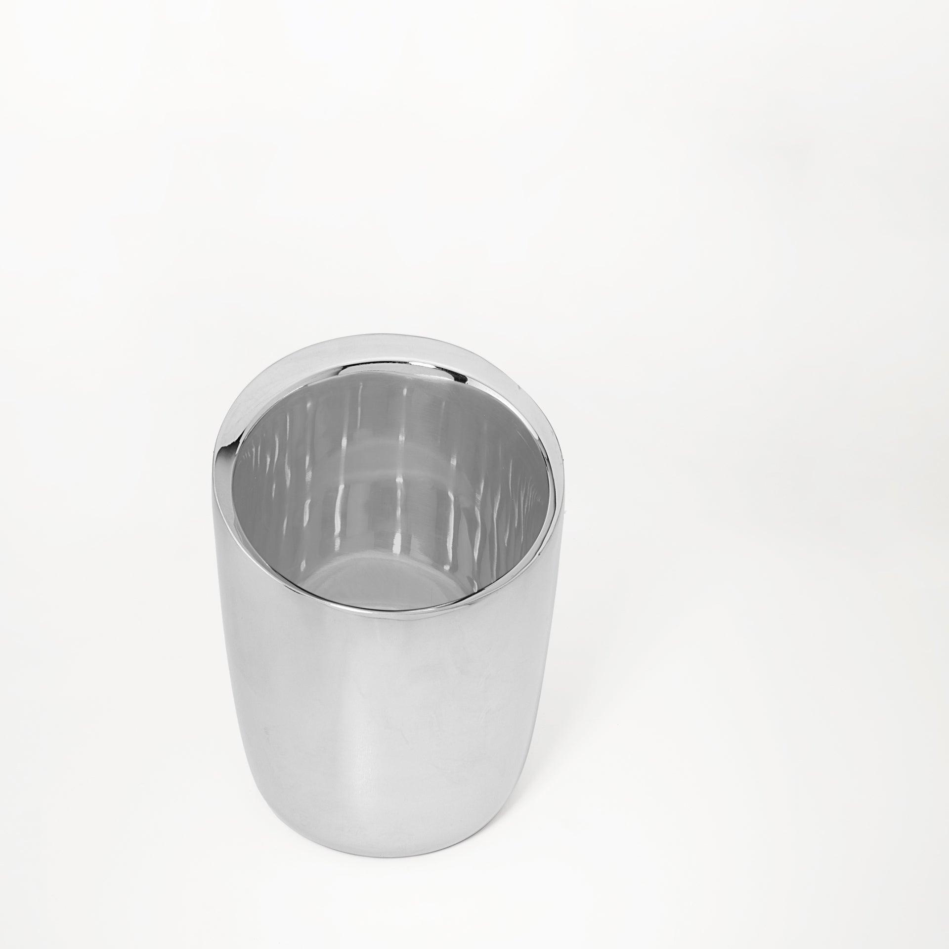 Glossy Silver Metal Wine Cooler
