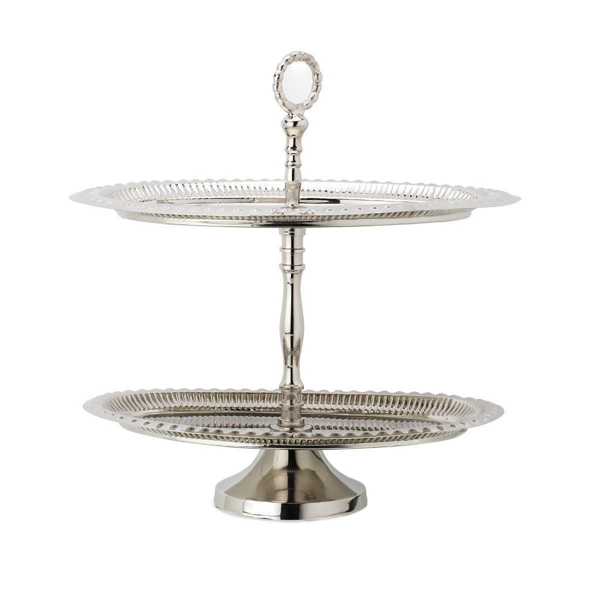SS Cake Stand 2 Tier Silver