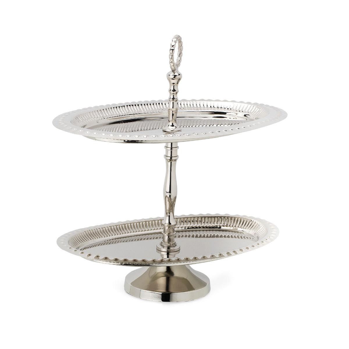 SS Cake Stand 2 Tier Silver