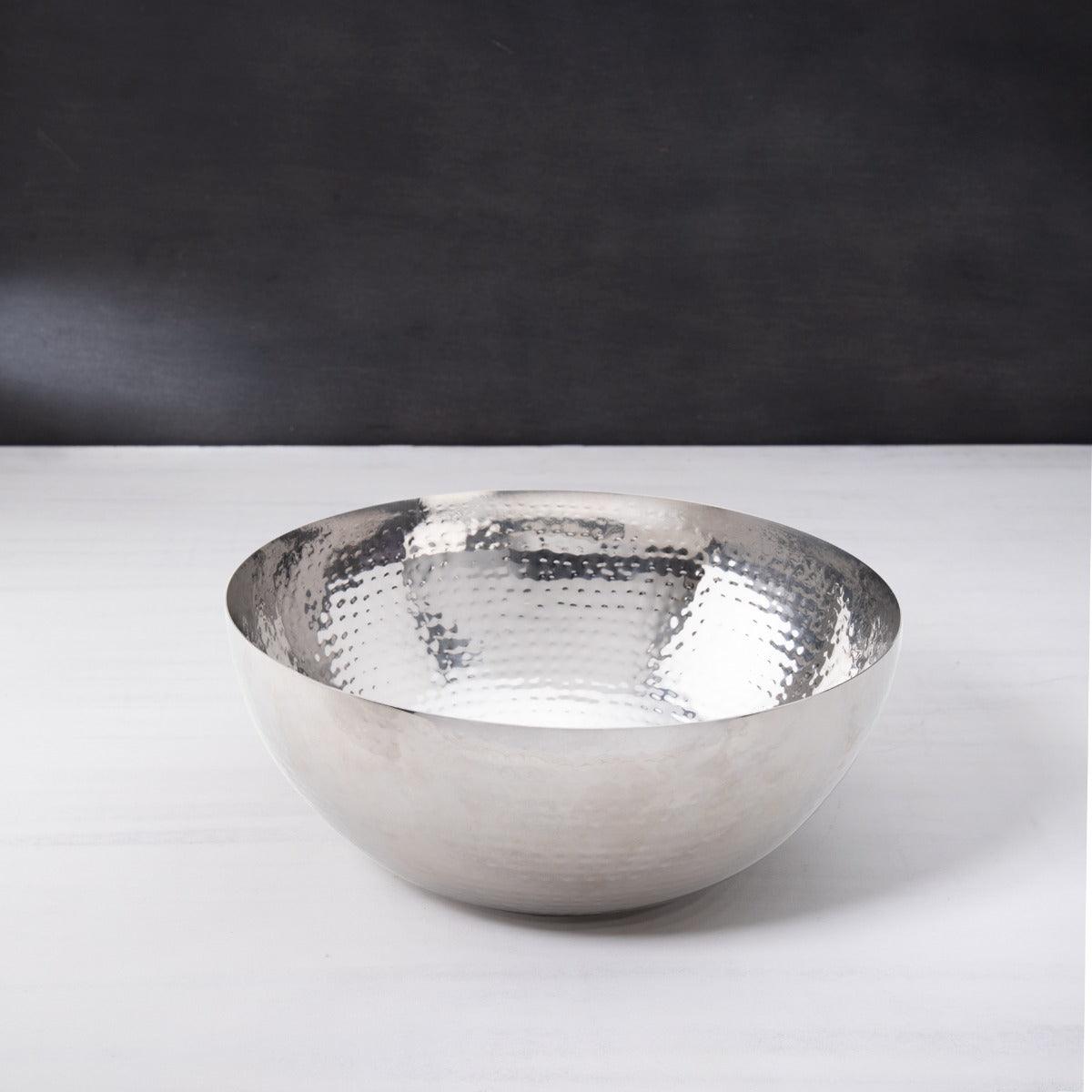 Glossy Silver Metal Bowl - ellementry
