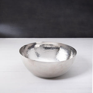 Glossy Silver Metal Bowl