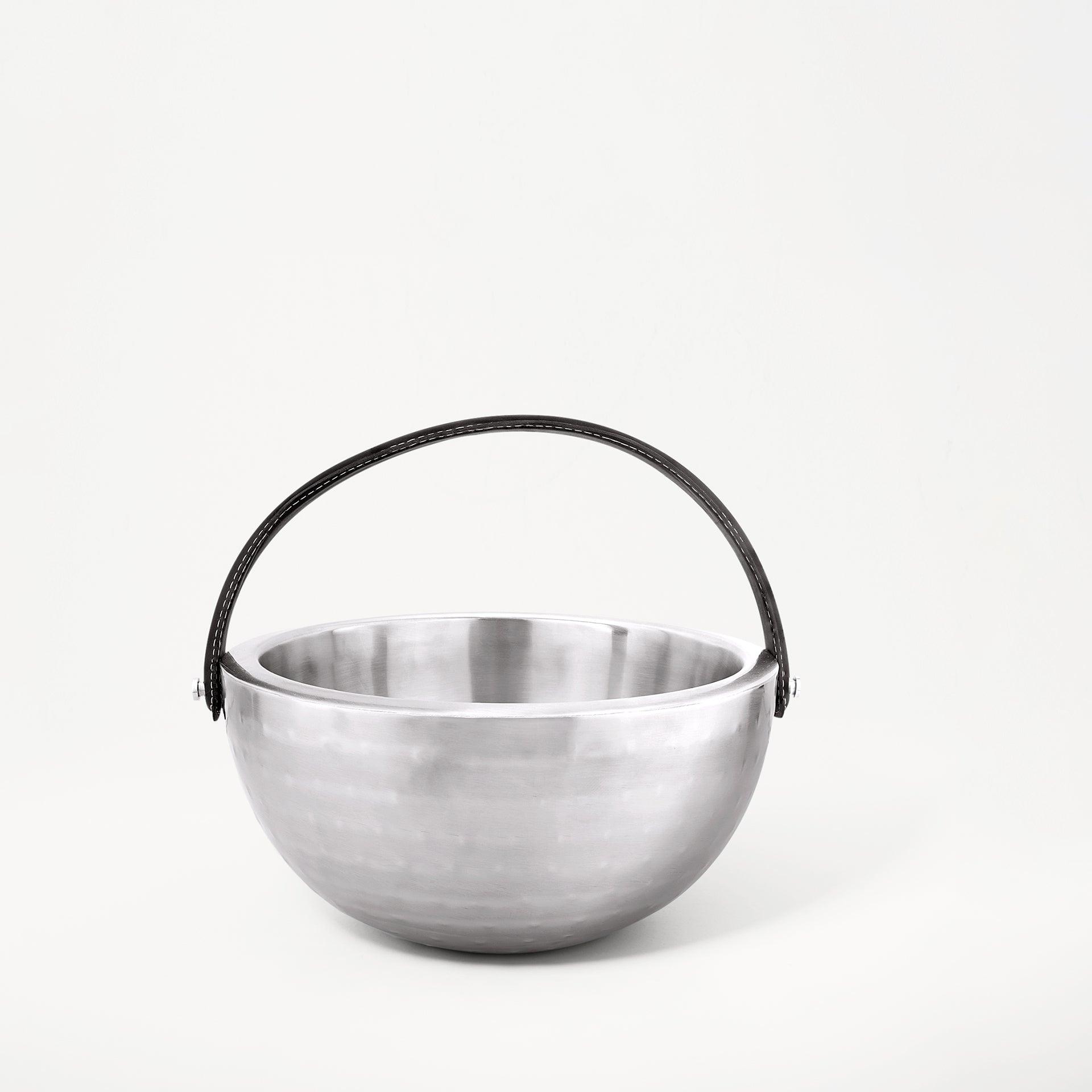 matt silver metal fruit bowl