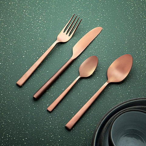 Enigma Rose Gold Cutlery Set of Four - ellementry