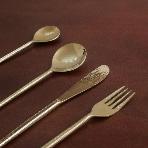 Norah Gold Hammered Cutlery Set of 4 - ellementry