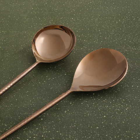 Norah rose gold hammered handle ladle set of 2 - ellementry