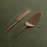 Norah rose gold hammered handle cake server set of 2 - ellementry