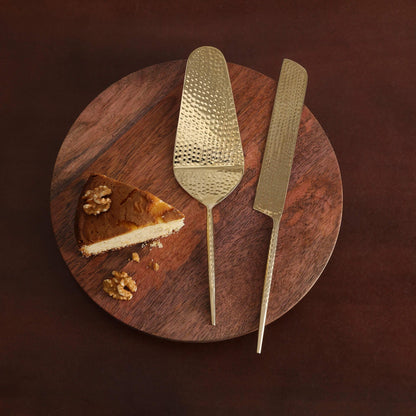 Norah gold hammered cake server set of 2 - ellementry