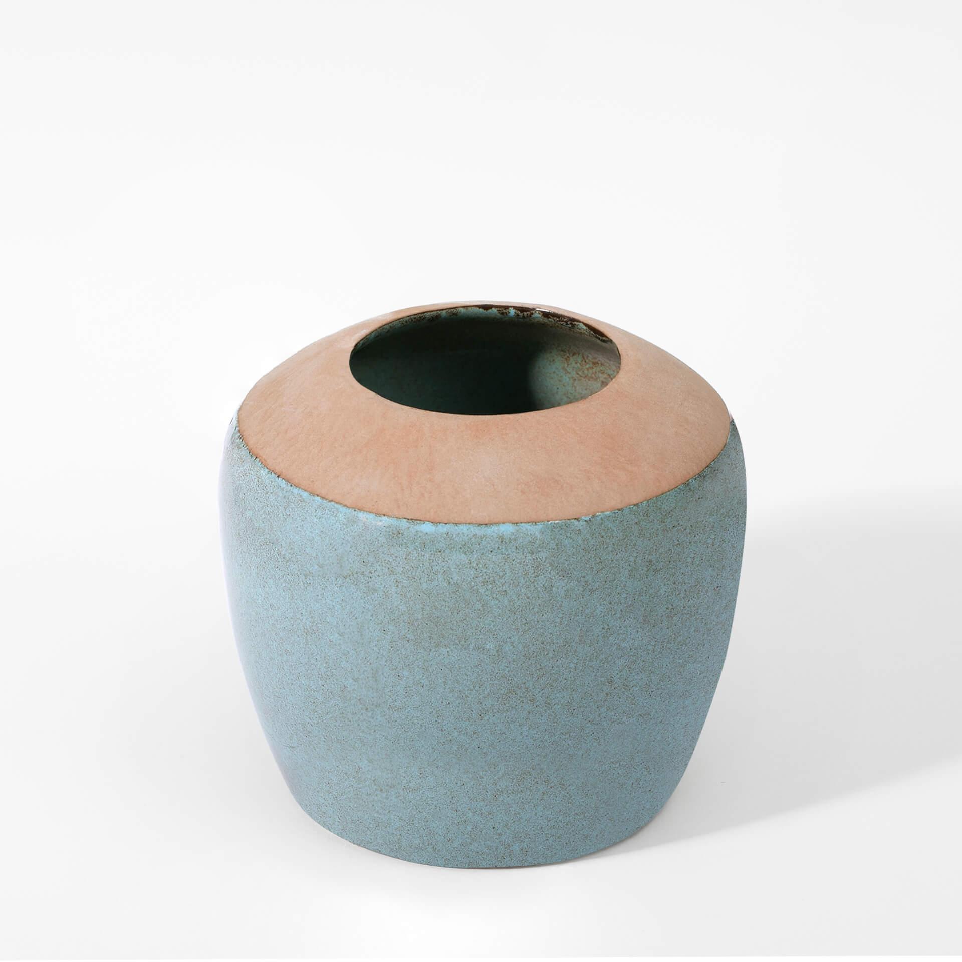 Aqua Rustic Ceramic Vase (Small)