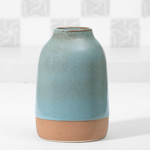 Aqua Rustic Ceramic Vase (Tall) - ellementry