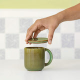Rustic Sage Ceramic Mug With Ceramic Lid - ellementry