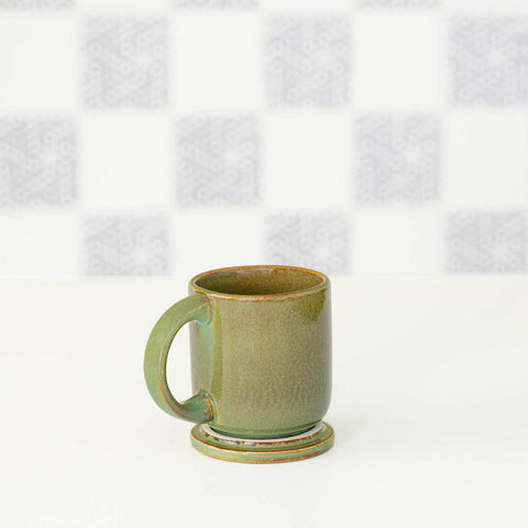 Rustic Sage Ceramic Mug With Ceramic Lid - ellementry