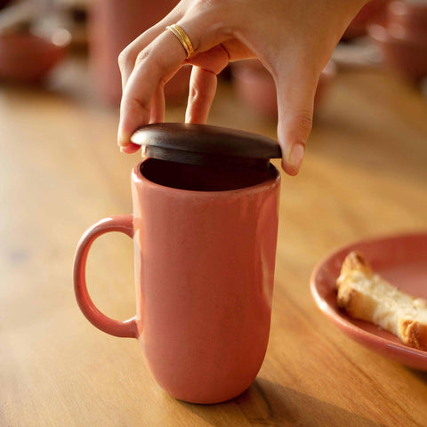 Rustic Reef Ceramic Mug With Wooden Lid - ellementry