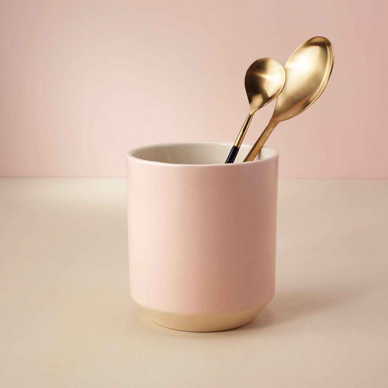 peach life ceramic utensil holder