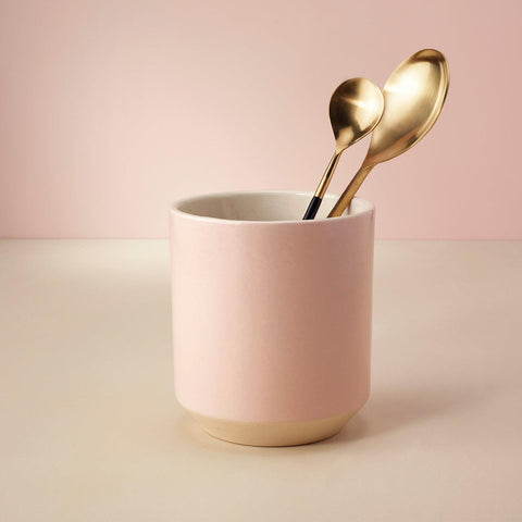 peach life ceramic utensil holder - ellementry