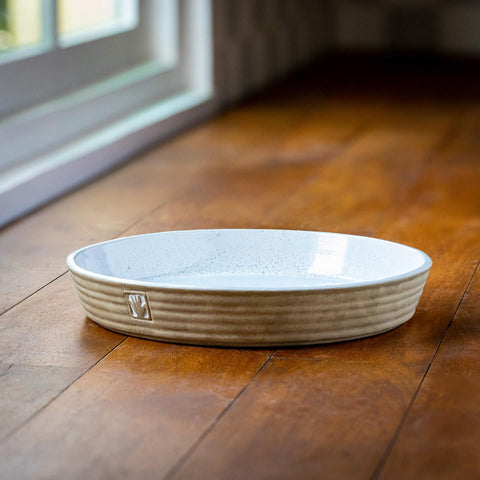 Mano Ceramic Sand Round Tart Dish - ellementry