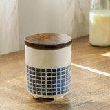 Mozaic Ceramic Jar with Wooden Lid - ellementry