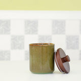 Rustic Sage Ceramic Jar with Wooden Lid (Small) - ellementry