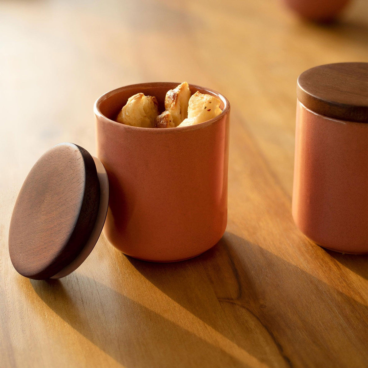 Rustic Reef Ceramic Jar With Wooden Lid - ellementry
