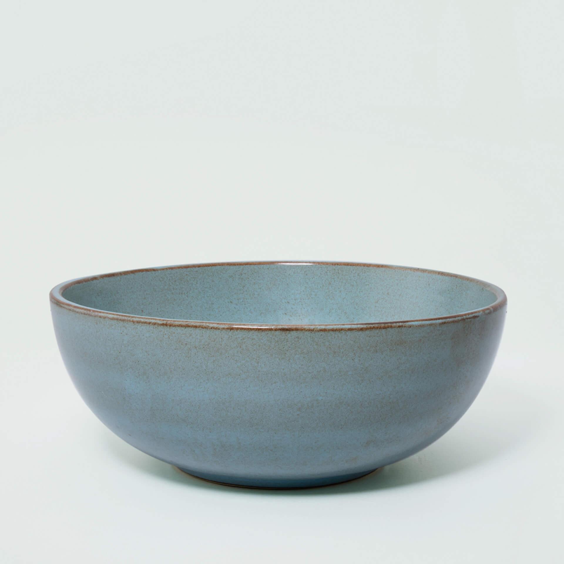 aqua rustic ceramic serving bowl- large