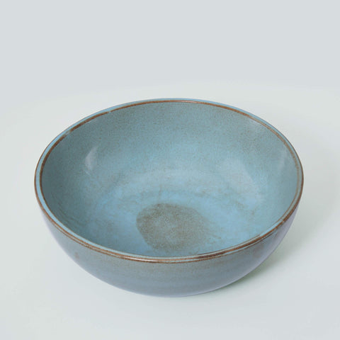 aqua rustic ceramic serving bowl- large - ellementry